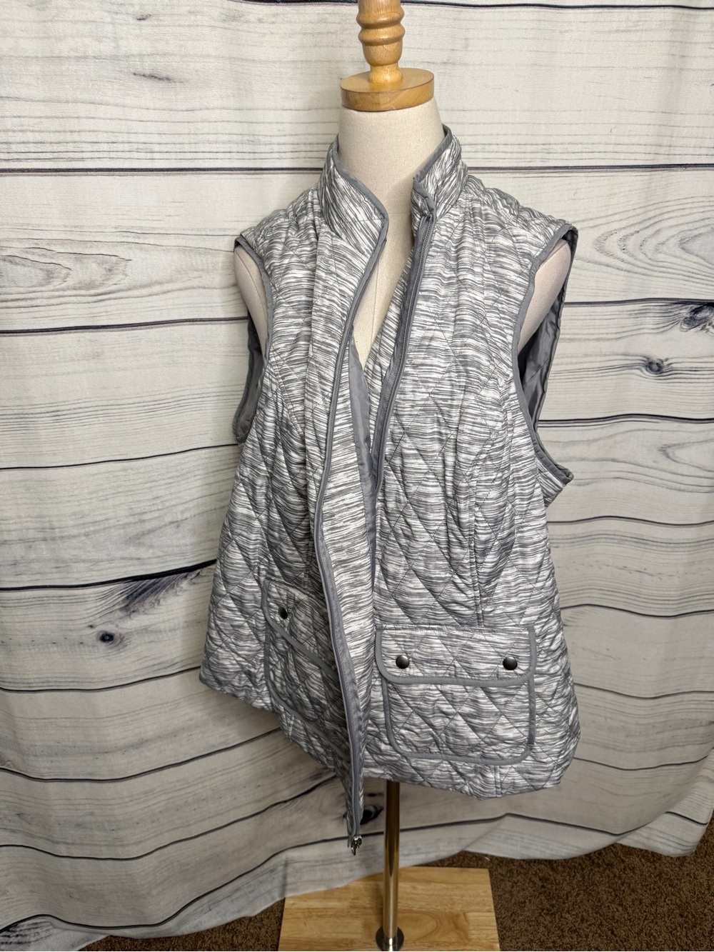 croft & barrow Heather Gray Quilted Sleeveless Vest